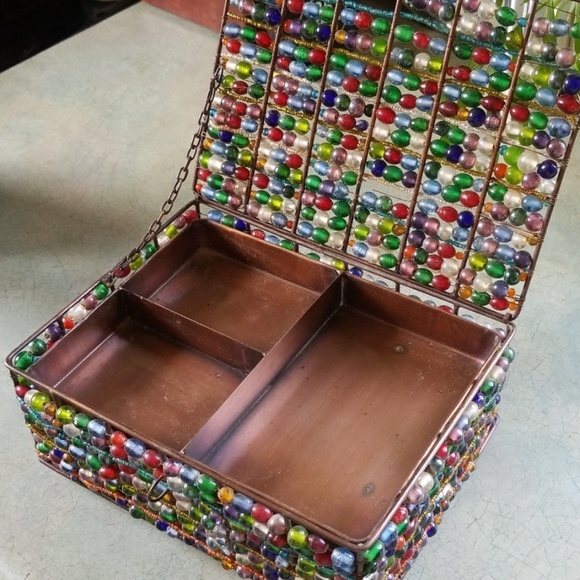 OOAK JEWELRY BOX ARTISAN MADE~COPPER &BEADS.AB FAB - Picture 3 of 6